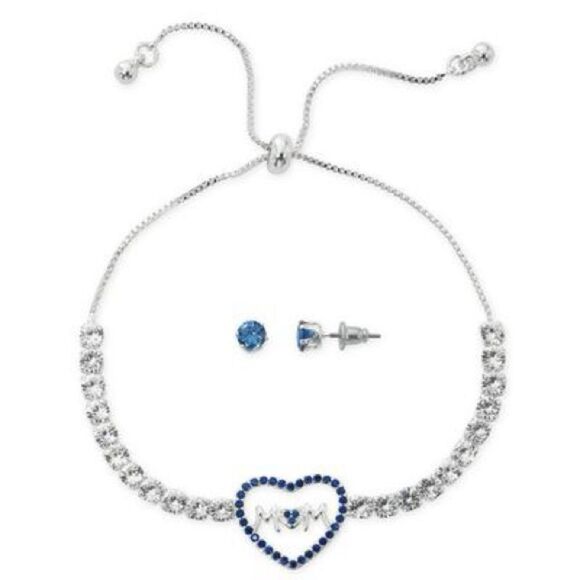 Macy's Silver and Blue Heart Bracelet - Picture 1 of 3